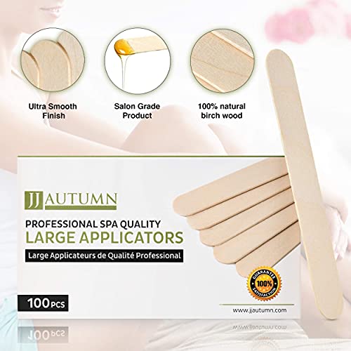 JJ Autumn Premium Quality Wood Applicators Sticks for Wax Hair Removal - Естествени Брезови дървени шпатули за нанасяне на твърд и мек восък (големи)
