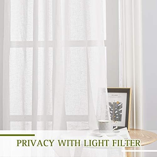 NICETOWN Privacy Sheer White Linen Curtains Extra Long 108 Long, Grommet Natural Open Linen Елегантни Вертикални Полупрозрачни
