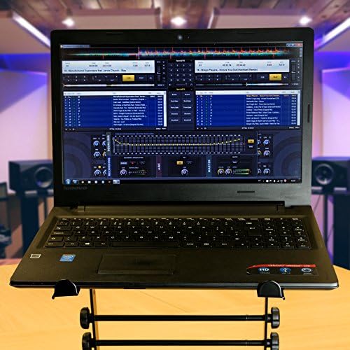 RockJam Портативна поставка за лаптоп DJ с регулируема височина, конструкция устойчива на плъзгане, Работи за преносими
