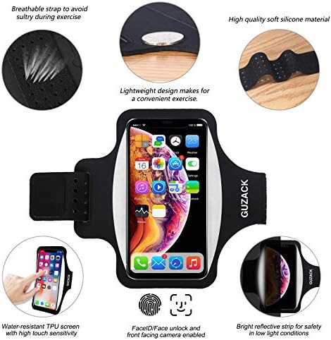 Guzack Running Armband, Превръзка от неопрен за мобилен телефон iPhone 12, 12 Mini 12 pro, 11, 11 Pro, X, 8 Plus, Galaxy