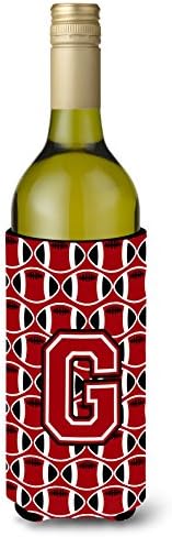 Caroline's Treasures CJ1073-GLITERK Letter G Football Red, Black and White Wine Bottle Beverage Insulator Шушу, Wine Bottle,