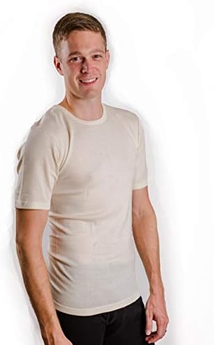 Риза Hocosa с къс ръкав от органичен смес от вълна и коприна, Унисекс, Естествен бял