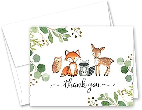 12 Card Зеленина Woodland Animals Baby Shower Invitations - Boy and Gender Neutral Baby Shower Invitations and Forest