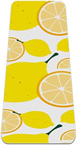 Siebzeh Yellow Lemon Premium-Дебела подложка за йога Eco Friendly Rubber Health&Fitness Нескользящий мат за всички видове упражнения по Йога и пилатес (72 x 24 x 6 мм)