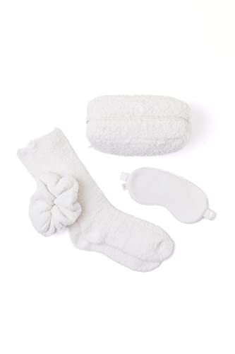Barefoot Dreams CozyChic Eyemask, Scrunchie and Sock Set-Hair Вържете Mask and Set-Travel Ready, Luxe Lungewear-Сватбен