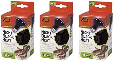 Zilla 3 Pack of Night Black Heat Incandescent Spot Bulbs, 50 Watts, Reptile Night Heat Lamps
