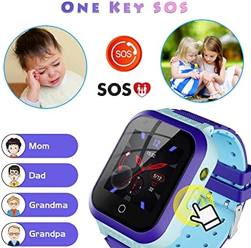 4G Детски Умен Часовник с GPS Тракера,Умен Часовник с Камера за Деца 2 Начина за Гласови и Видеоразговори SOS Сигнал Смартфон,