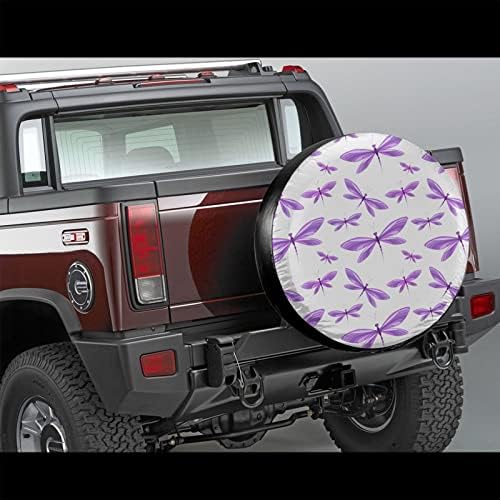 Kanen Purple Стара Dragonfly Spare Tire Cover Universal Sunscreen Waterproof Прах-Proof Wheel Covers Fit for Trailer Rv