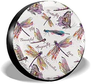 Kanen Pastel Dragonfly Spare Tire Cover Universal Sunscreen Waterproof Прах-Proof Wheel Covers Fit for Trailer Rv SUV