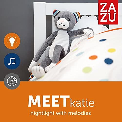 azu Kids Nightlight Плюшен играчка - Katie The Cat плюшена играчка нощна светлина с Успокояващ Звук Машина за Бебета и