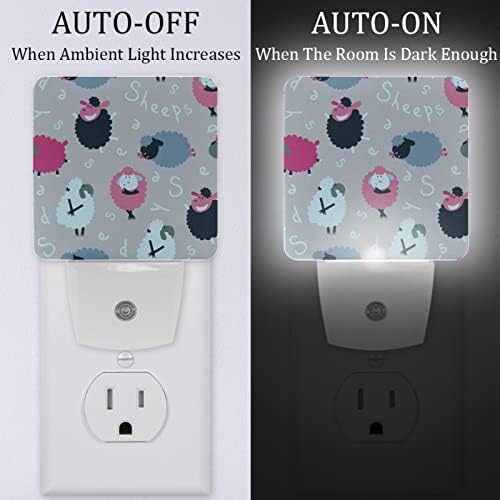 2 Pack Plug-in Nightlight LED Night Light Сладко Cartoon Sheeps with Здрач-to-Dawn Sensor for Kids Room