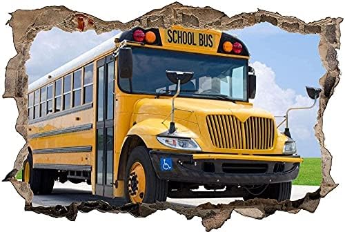 Училищен Автобус busWall Етикети 3D Счупени Стикери За Стена Пилинг и Нож Преносимо Украса за Спални и Хола, в Банята на Децата си у Дома -50X70cm