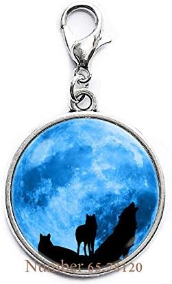 Yijianxhzao Вълци Омар Закопчалката на Луната Омар Закопчалката Вълк Бижута Синя Луна Цип Тегли пълнолуние Бижута Вълк