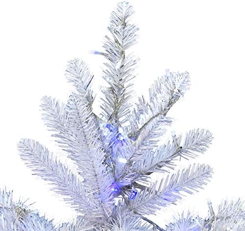 Vickerman 12' Брилянтна Бяла ела Изкуствена Коледна Елха, Чисто Бяло и синьо Низковольтный Широкоъгълен Led Блещукаща