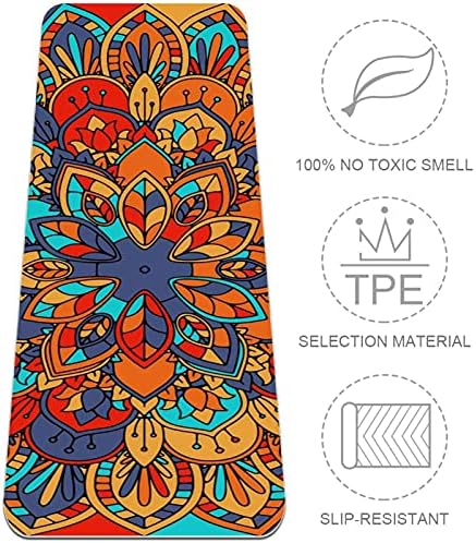 Siebzeh Abstract Мандала Premium Thick Yoga Mat Eco Friendly Rubber Health&Fitness Non Slip Mat for All Types of Exercise Yoga and Pilates (72 x 24 x 6 мм)