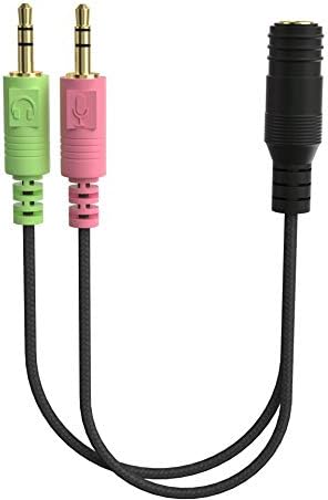 UPWISH Сплитер за слушалки с мрежа, за Компютър, 3,5 мм Жена до 2 Двойна 3.5 мм Мъжки Слушалки с Микрофон Аудио Y Сплитер