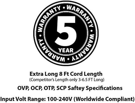 8 Фута Omnihil AC/DC захранващ адаптер 12V 2A (2000mA) 5.5x2.5millimeters е Съвместим с Steinberg UR44, UR-RT4, UR-RT2