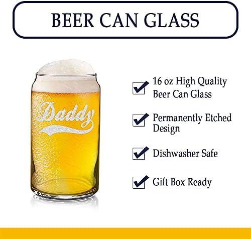 Veracco Татко Смешни Birthday Gift Бащи Day For Dad Grandpa Stepdad Beer Can Glass (Clear Glass)