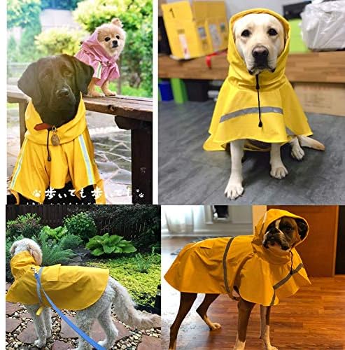 HAPEE Dog Raincoats for Large Dogs with Светлоотразителни Strip Hoodie,Rain Poncho Яке for Dogs