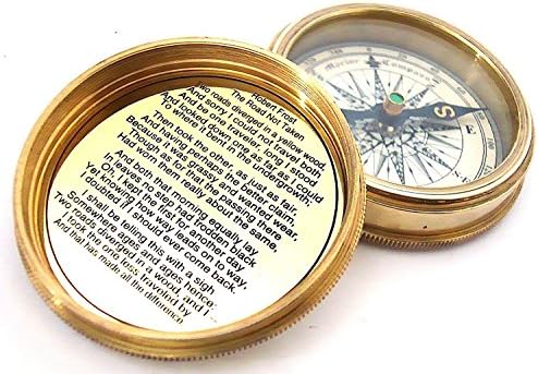 THORINSTRUMENTS (устройство) Robert Frost Brass Poem Compass-Джобен компас с кожен калъф