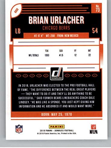 2018 Donruss Football 73 Брайън Urlacher Chicago Bears Официалната търговска картичка NFL