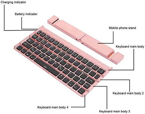 Миниый сгъваем аксесоар компютър Сгъваема клавиатура с ключ ABS багажник Тъпо като pink безжичен за Блуэтоотх, Пинк