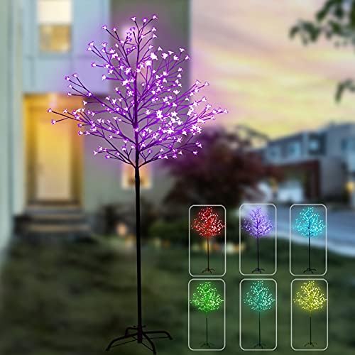 7 Фута 224 LED Промяната на Цветовете Cherry Blossom Tree Light, Осветени Led Дърво, с Дистанционно Управление, Изкуствени