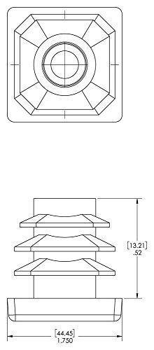 Тапи 99192481 Пластмасов накрайник за квадратни тръби. ПЛ-1 3/4-10-14, PE-LD, за квадратна тръба с размер OD1.750 Дебелината