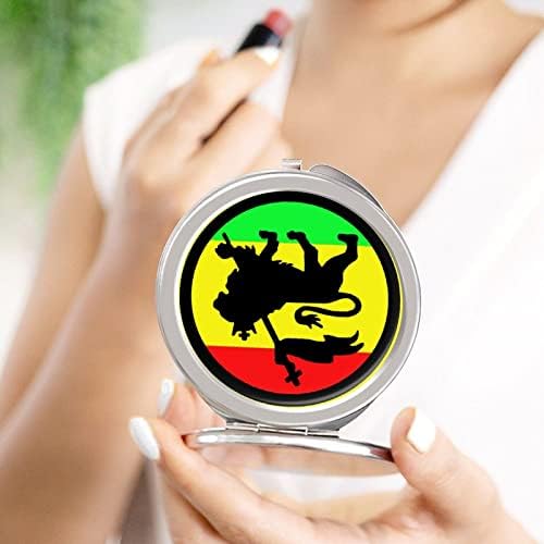 Лъв в Ямайка Сладък Компактен Грим Огледало Пътуване Преносим Двустранно Увеличение на Складное Огледало Кръг
