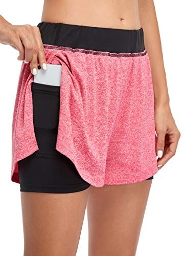 COOrun Womens 3 Running Shorts 2 in 1 Атлетик Short Quick Dry Gym Shorts Yoga Double-Layer with Short Pocket S-XXL
