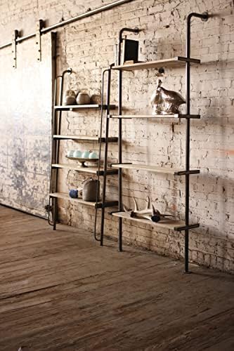 GwG Outlet Leaning Wood and Metal Shelving Unit CQ6293