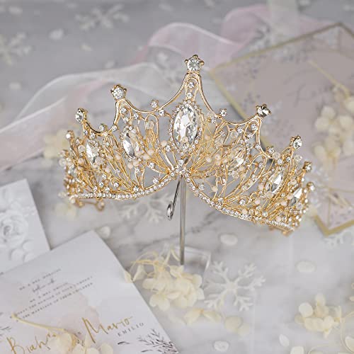 Барок Кралицата на Короната, Ръчно изработени Златни Сватбени Диадеми и Аврора Короната за Булката Кристал Кристал лента