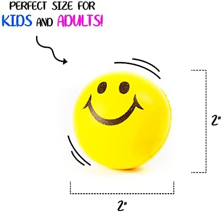 Stress Balls for Kids and Adults - Ideal Bulk Pack of 24 2 Stress Smile Balls - Neon Yellow Funny Face Kids Stress Ball
