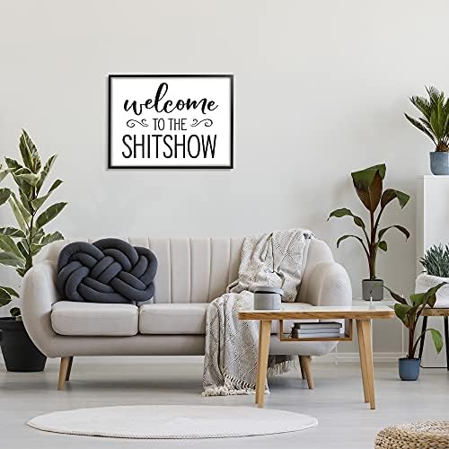 Stupell Industries Welcome to The S Show Sassy Home Sign, Designed by Lettered and Облицовани Black Framed Wall Art, 24