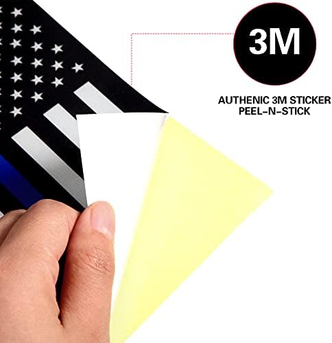 Тънка Синя Линия Флаг Стикер 3 x 5 инча, 3.6 x 6 инча, 4.8 x 8 инча Черно Бяло и Синьо Американски Флаг Стикер на Автомобила