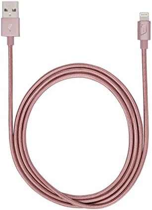 iStore Оплетка алуминиев кабел за синхронизация/зареждане на Светкавица, 4 метра, Розово злато (ACC99404CAI)