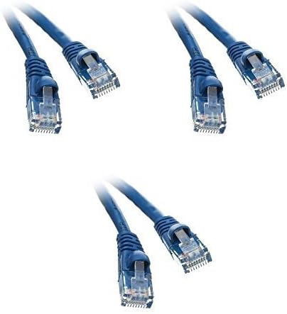 50 фута (15,2 м) Cat5e Мрежа Ethernet UTP Пач кабел, 350 Mhz, (50 фута/15,2 метра) Cat 5e Snagless Гласове Зареждащ кабел за КОМПЮТЪР/Рутер / PS4 / Xbox/Модем Син ED751821 (3 опаковки)