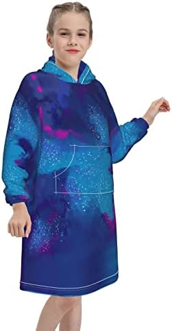 KennethSPearl Носимое одеало с качулка, леко, топло и удобно детско плюшевое одеало с качулка, един размер подходящ за