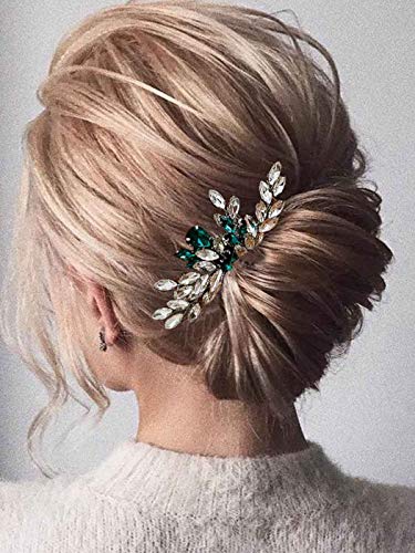 Yean Crystal Bride Wedding Hair Comb Silver Crystal Bridal Hair Piece Аксесоари за Коса, за Жени и Момичета