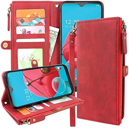 Lacass Premium Leather Flip Zipper Портфейла Case Cover Stand Feature with Card Holder and Wrist Strap for LG Premier