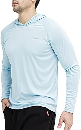 Мъжки t-shirt UPF 50+ Sun Protection Hoodie Outdoor с Дълъг Ръкав за Бягане, Риболов, Туризъм