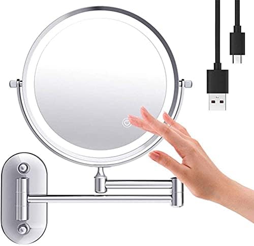 Nhlzj XIAOQIANG Стенно Огледало За грим 5X Увеличение Двустранно Складное Огледало За баня Выдвижное 360°