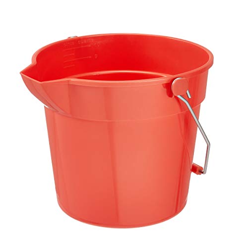 Commercial 10 Кварта Plastic Cleaning Bucket, Червен - 4-pack