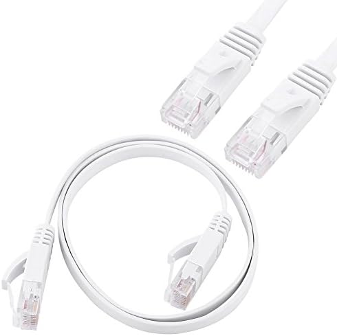 Vbestlife Cat 6 Плосък Ethernet Кабел, Тънък Дълъг Компютър LAN Интернет Мрежов Кабел, Fast Ethernet UTP Пач Кабел Бял