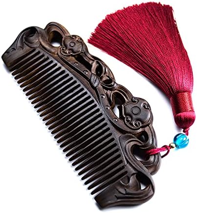 wiedao Wide Зъб Comb - Ръчно изработени От Natural Ebony сандалово дърво Hair Комбс - Ръчно изработени Graving Natural