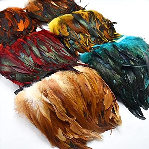 Zamihaala - 10Meter Long 13-18cm Natural Rooster Feather Trims Fringe Боядисана Сатенена Панделка, Лента за skirtDIY Пера