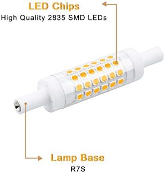 Lustaled Dimmable 78MM 5W R7S LED Bulbs - LED 78MM R7S Double Ended J Type Linear Bulb 120V T3 R7S 78mm LED Floodlight 50W Halogen Equivalent for Специалност Floor Lamps (Warm White 3000K, 2-Pack)