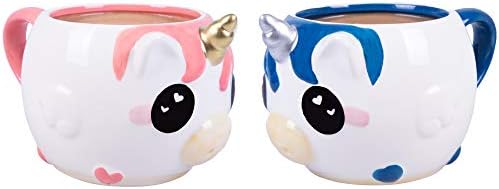 Unicorn Coffee Mugs, Set of 2 - Сладко Розов цвят & Blue Unicorn Ceramic Mugs - Чудесен подарък за деца и възрастни
