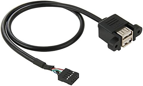 Chenyouwen Конектори Компютърен кабел с 10 Pin дънна Платка Женски заглавие до 2 USB 2.0 Женски кабел-адаптер, дължина: