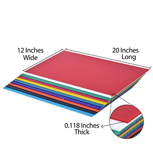 XLNT TECH 20 парчета и 10 цвята за Гравиране Цветен Акрилен Лист Пластмасов Лист 12×20 × 0,118
